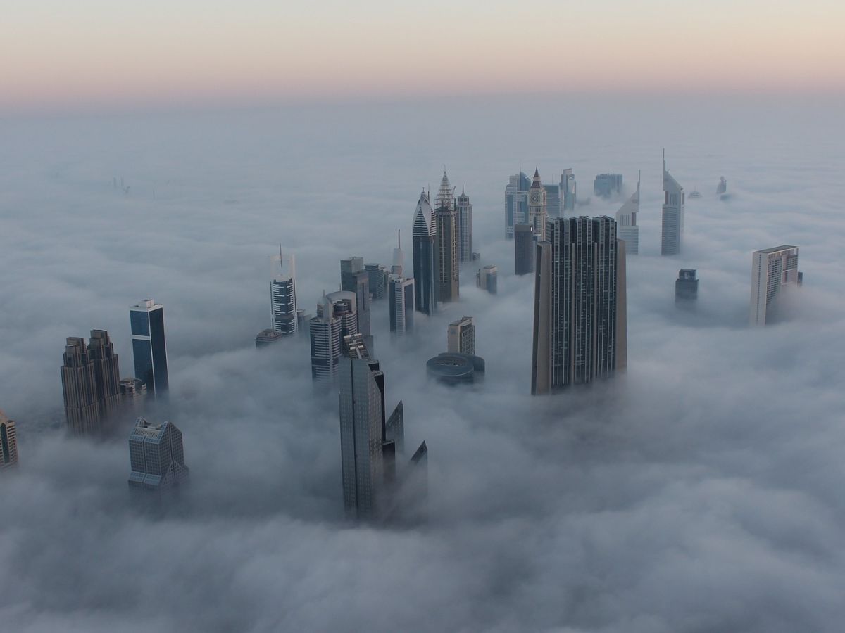 Dubai, UAE, above the clouds