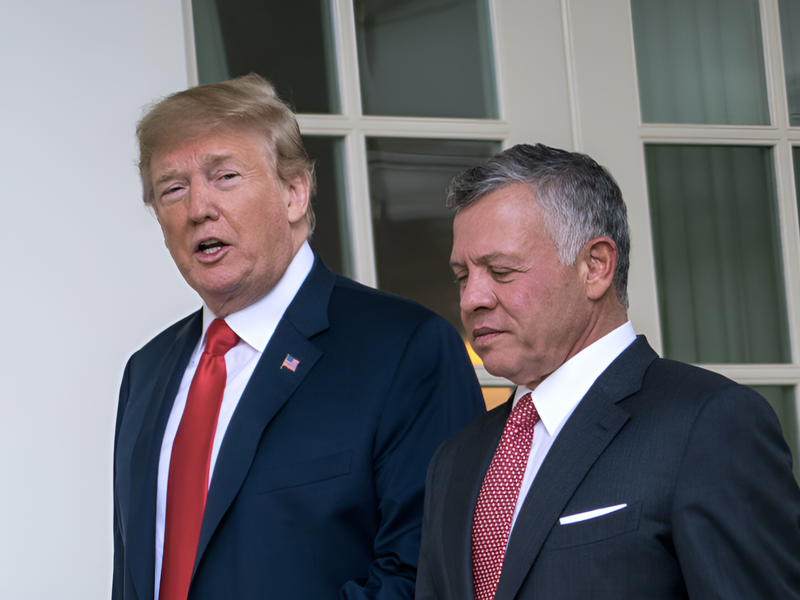HRH King Abdullah II and President Donald Trump Walk Through the Rose Garden, D.C.